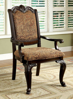Bellagio Brown Cherry Fabric Uph. Dining Room Set / 9-piece - Ornate Home