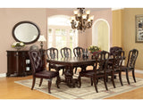 Bellagio Brown Cherry Fabric Uph. Dining Room Set / 9-piece - Ornate Home