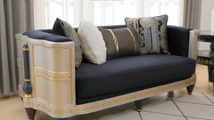 Bellagio Royale Black/Silver/Gold Loveseat / HD-L9042 - Ornate Home
