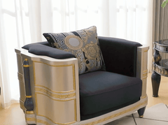 Bellagio Royale Black/Silver/Gold 3-Pc Living Room Set / HD-3PC9042 - Ornate Home