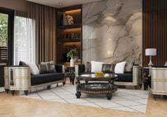 Bellagio Royale Black/Silver/Gold Sofa / HD-S9042 - Ornate Home