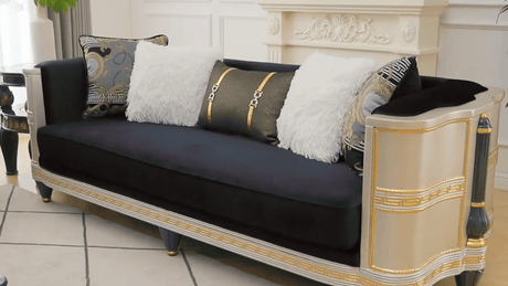 Bellagio Royale Black/Silver/Gold Sofa / HD-S9042 - Ornate Home