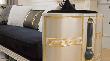 Bellagio Royale Black/Silver/Gold Sofa / HD-S9042 - Ornate Home