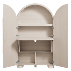 Bellamy Ash Arched Fold-Out Desk Cabinet - Ornate Home