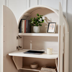 Bellamy Ash Arched Fold-Out Desk Cabinet - Ornate Home