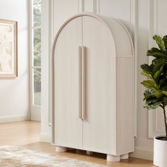 Bellamy Ash Arched Fold-Out Desk Cabinet - Ornate Home