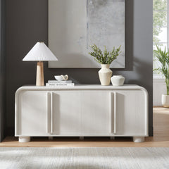 Bellamy Ash Curved 4-Door Sideboard Cabinet - Ornate Home