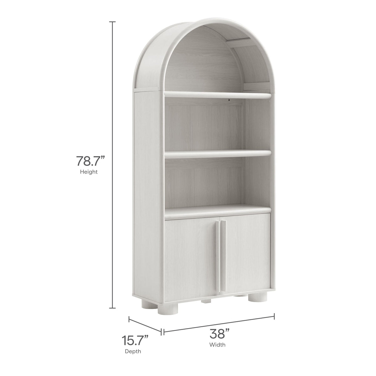Bellamy Ash Tall Arched Display Cabinet Bookcase - Ornate Home