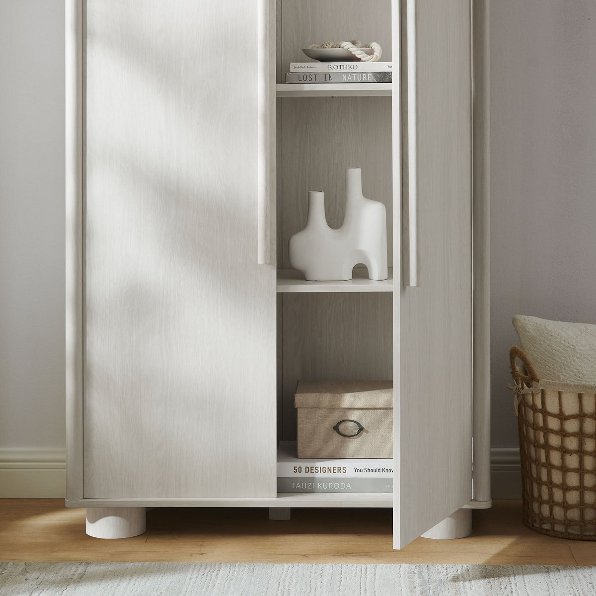 Bellamy Ash Tall Arched Storage Cabinet - Ornate Home