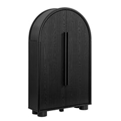 Bellamy Black Oak Arched Fold-Out Desk Cabinet - Ornate Home
