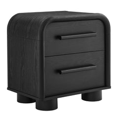 Bellamy Black Oak Curved 2-Drawer Nightstand - Ornate Home