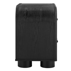 Bellamy Black Oak Curved 2-Drawer Nightstand - Ornate Home
