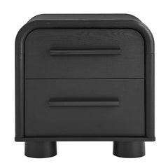 Bellamy Black Oak Curved 2-Drawer Nightstand - Ornate Home