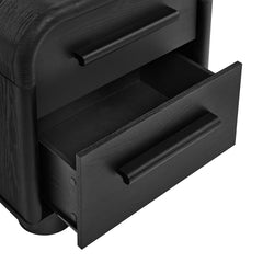 Bellamy Black Oak Curved 2-Drawer Nightstand - Ornate Home