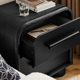 Bellamy Black Oak Curved 2-Drawer Nightstand - Ornate Home