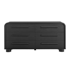 Bellamy Black Oak Curved 6-Drawer Dresser - Ornate Home