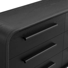 Bellamy Black Oak Curved 6-Drawer Dresser - Ornate Home
