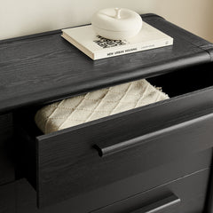 Bellamy Black Oak Curved 6-Drawer Dresser - Ornate Home