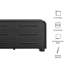 Bellamy Black Oak Curved 6-Drawer Dresser - Ornate Home