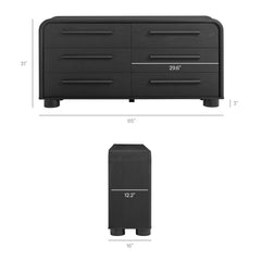 Bellamy Black Oak Curved 6-Drawer Dresser - Ornate Home