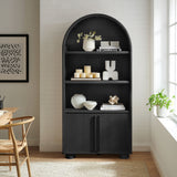 Bellamy Black Oak Tall Arched Display Cabinet Bookcase - Ornate Home