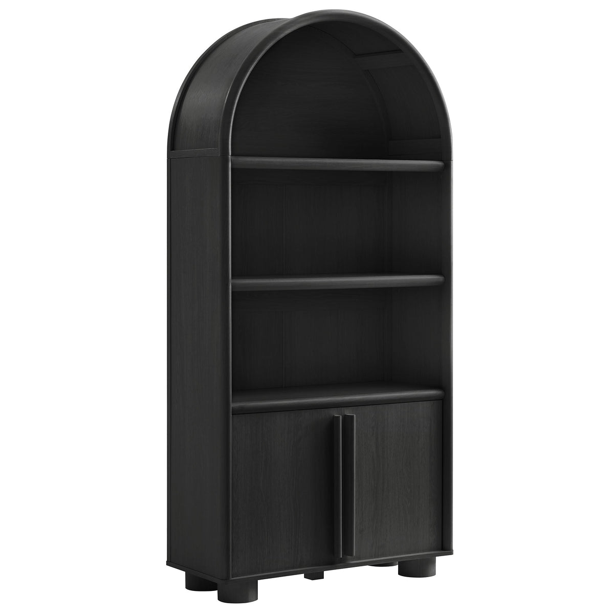 Bellamy Black Oak Tall Arched Display Cabinet Bookcase - Ornate Home