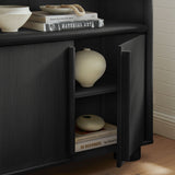 Bellamy Black Oak Tall Arched Display Cabinet Bookcase - Ornate Home