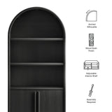 Bellamy Black Oak Tall Arched Display Cabinet Bookcase - Ornate Home