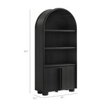 Bellamy Black Oak Tall Arched Display Cabinet Bookcase - Ornate Home