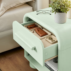 Bellamy Sage Curved 1-Drawer Nightstand - Ornate Home