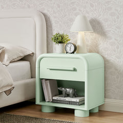 Bellamy Sage Curved 1-Drawer Nightstand - Ornate Home