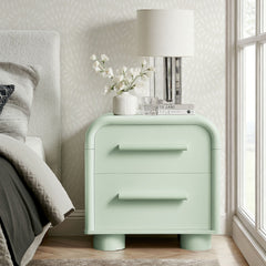 Bellamy Sage Curved 2-Drawer Nightstand - Ornate Home
