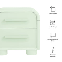 Bellamy Sage Curved 2-Drawer Nightstand - Ornate Home
