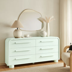 Bellamy Sage Curved 6-Drawer Dresser - Ornate Home
