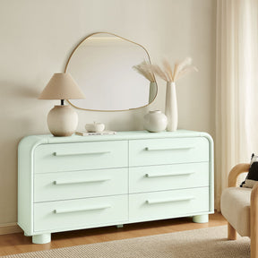 Bellamy Sage Curved 6-Drawer Dresser - Ornate Home