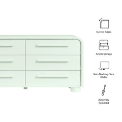 Bellamy Sage Curved 6-Drawer Dresser - Ornate Home