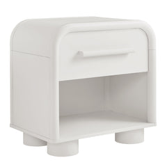 Bellamy White Matte Curved 1-Drawer Nightstand - Ornate Home