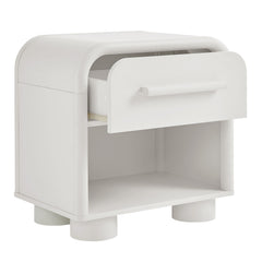 Bellamy White Matte Curved 1-Drawer Nightstand - Ornate Home