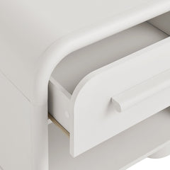 Bellamy White Matte Curved 1-Drawer Nightstand - Ornate Home