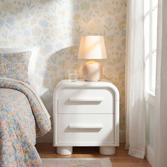 Bellamy White Matte Curved 2-Drawer Nightstand - Ornate Home