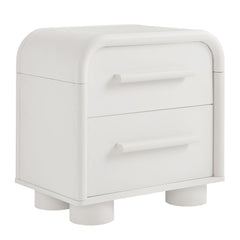 Bellamy White Matte Curved 2-Drawer Nightstand - Ornate Home