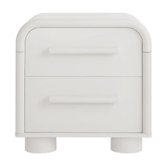 Bellamy White Matte Curved 2-Drawer Nightstand - Ornate Home