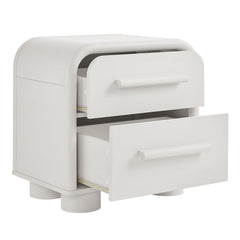 Bellamy White Matte Curved 2-Drawer Nightstand - Ornate Home