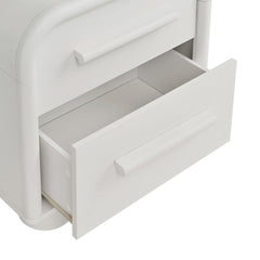 Bellamy White Matte Curved 2-Drawer Nightstand - Ornate Home