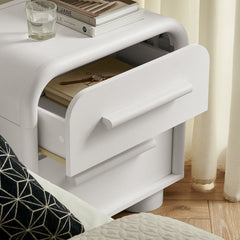 Bellamy White Matte Curved 2-Drawer Nightstand - Ornate Home
