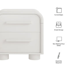 Bellamy White Matte Curved 2-Drawer Nightstand - Ornate Home