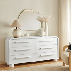 Bellamy White Matte Curved 6-Drawer Dresser - Ornate Home