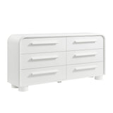 Bellamy White Matte Curved 6-Drawer Dresser - Ornate Home