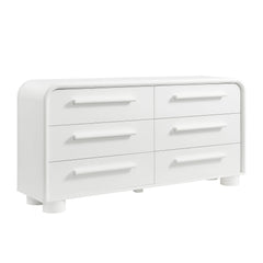 Bellamy White Matte Curved 6-Drawer Dresser - Ornate Home