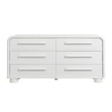 Bellamy White Matte Curved 6-Drawer Dresser - Ornate Home